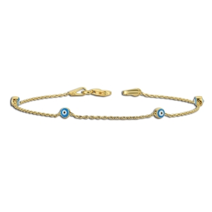 Light Blue Enamel Evil Eye Gold Bracelet